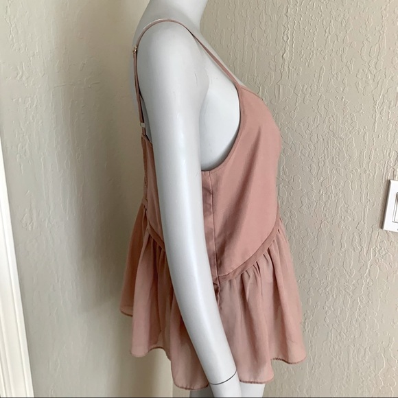 KIMCHI BLUE Sugar Plum Cami Peplum Top Silky Sheer Blush Pink Mauve Size Small - Picture 12 of 15